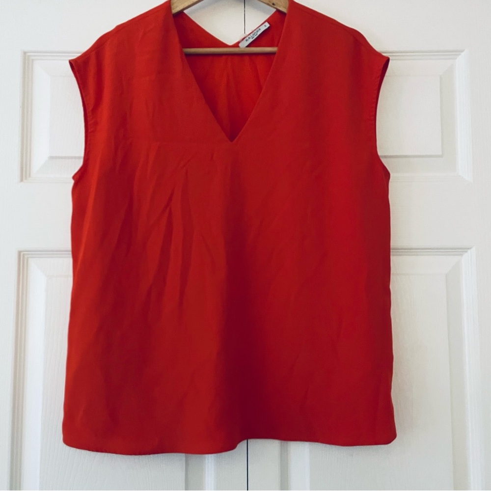 MM Lafleur red orange sleeveless blouse